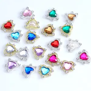 10 Stück Valentinstag Nail Art Designer Charms Herzförmige Nagel Perle Kristall Strass für Nail Art Romantische Accessoires