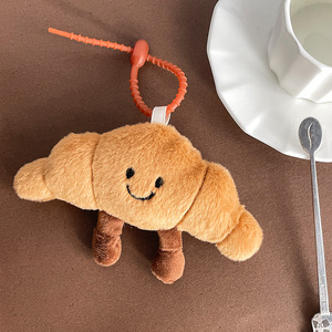 Portachiavi con bambola di peluche a forma di croissant e baguette, simpatico ciondolo divertente per borsa e auto - Product Image 6