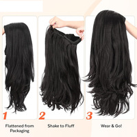 Perruque bandeau ondulée de 24 pouces, texture Yaki, sans colle, en fibre résistante à la chaleur, vente en gros # Perruque noire naturelle 1B pour usage quotidien en stock