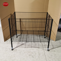 Présentoir mobile en métal thermolaqué avec panier en fil métallique pour promotion en magasin