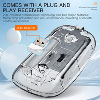 Nouvelle arrivée 2.4G souris transparente sans fil double mode BT 5.2 Rechargeable 1600dpi RGB type-c souris de jeu