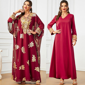 3495 nuova veste transfrontaliera da donna, elegante e bronzata, da donna con stile Dubai, allentata in due pezzi Abaya per il Ramadan Summer - Product Image 3