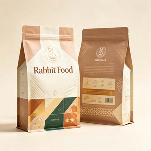 Sachet personnalisé à fond carré avec fermeture éclair, emballage anti-humidité et anti-lumière pour granulés de lapin secs, aliments pour petits animaux (nouilles/salades), stockage scellé - Product Image 3