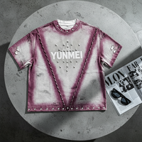 T-shirt Homme Y2K Punk Métal avec Œillets et Rivets, en Coton Épais Délavé, Coupe Oversize, Impression Personnalisée, Style Streetwear, Fabrication OEM