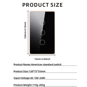 Interruttore Smart WiFi Tuya US AU con <span class=keywords><strong>Controllo</strong></span> Vocale Alexa, Senza Neutro, Interruttore a Muro Elettrico Intelligente in Metallo con Touch Screen - Product Image 3