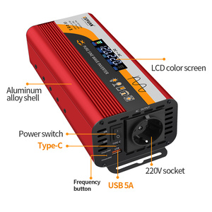 Convertisseur solaire à onde sinusoïdale pure 1200W 2000W <span class=keywords><strong>12V</strong></span>/24VDC vers AC220V, écran LCD de haute qualité, norme européenne - Product Image 2