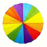 Parasol Arc-en-ciel Libellule en Bambou Sculpté et Tissu, Écologique, Fait Main, Style Amour Naturel, 56 cm