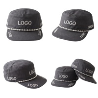 Gorra de Béisbol de Lujo con Parte Superior Plana, Decorada con Cadena de Perlas y Logotipo Bordado en 3D Personalizado, para Mujeres, para Fiestas