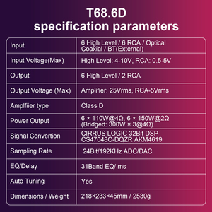 AudioWinner T68.6D汽车放大器自动dsp数字处理器板韩国放大器汽车音频 - Product Image 4