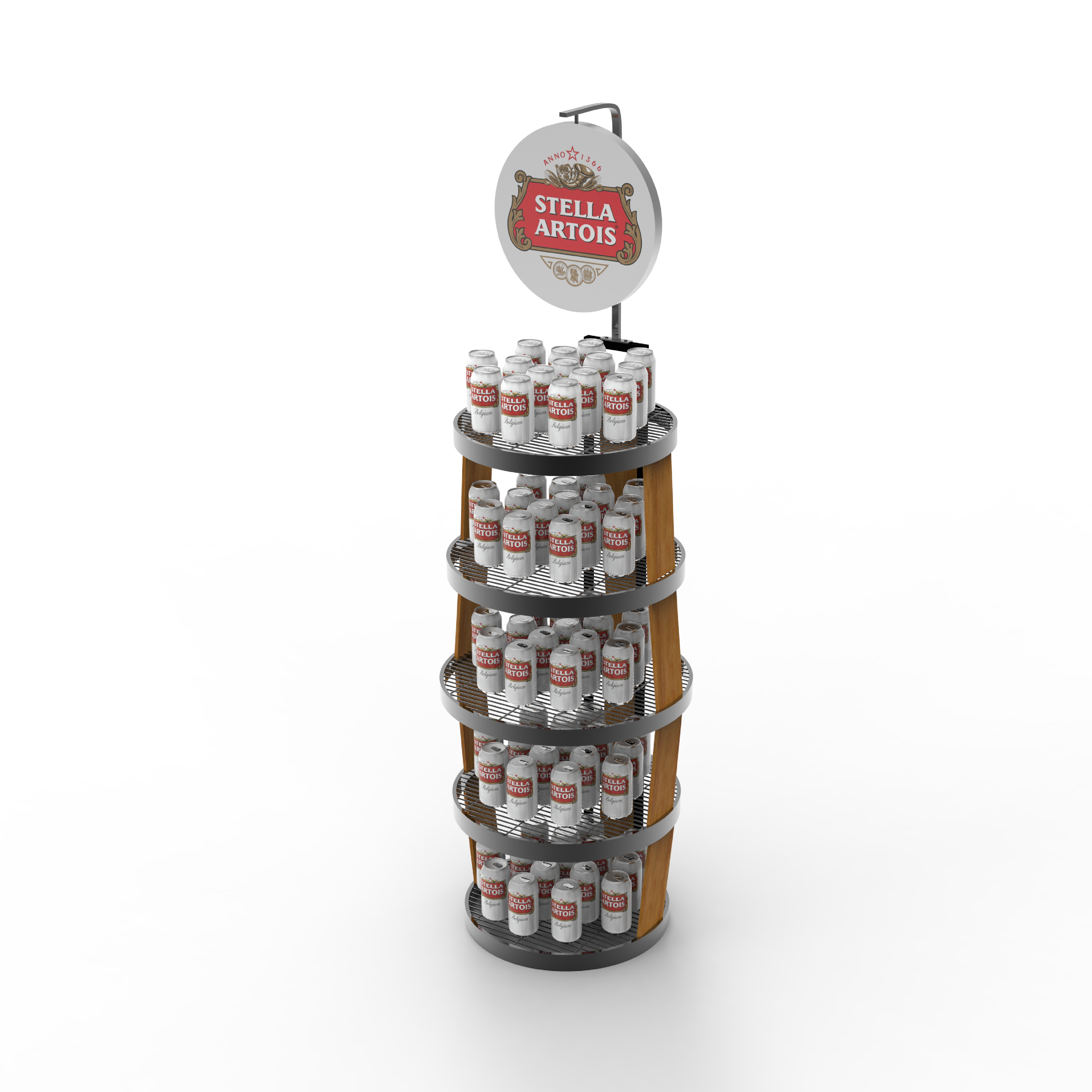Apache Custom Logo Free Standing Metal Wire Barrel Display Rack Light Duty for Storing Beer Cans or Bottles OEM ODM — view 1
