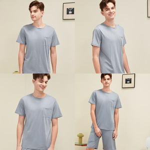 Pigiama Estivo da <span class=keywords><strong>Uomo</strong></span> in Modal Rinfrescante, Set a Maniche Corte, Tinta Unita, Casual, Comodo e Traspirante in Tessuto Lavorato a Maglia MMYX XH055 - Product Image 6