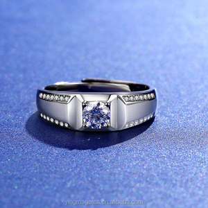 남자 약혼 반지 0.5ct 1ct 6.5mm 다이아몬드 웨딩 실버 moissanite 반지 - Product Image 2
