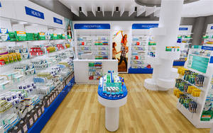 מותאם אישית הקמעונאי רפואי ריהוט חנות פנים דקור טבעי בריאות חנות תצוגת קבינט עיצוב זכוכית מרקחת חנות עיצוב - Product Image 6