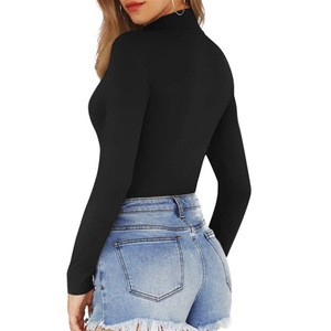<strong>S</strong>-3XL <strong>Women's</strong> Mock <strong>Turtle</strong> <strong>Neck</strong> Long Sleeve Tops Bodysuit Jumpsuit - Product Image 6