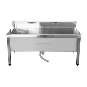 Évier commercial en acier inoxydable avec cadre tubulaire carré, finition polie, bac utilitaire autoportant pour restaurant et hôtel - Product Image 1