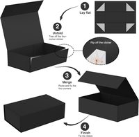 Boîte à Bijoux Magnétique à Rabats Noire en Forme de Livre, Emballage Cadeau Personnalisé pour Bracelet, Collier et Parure de Bijoux
