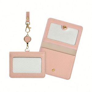 Wholesale PU Leather Vertical Company Employees Staff Identity Badge Card <b>Holder</b> With Lanyard - Product Image 1