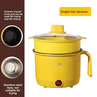 Casserole électrique antiadhésive à poignée unique avec cuiseur vapeur, marmite à faible consommation pour étudiants