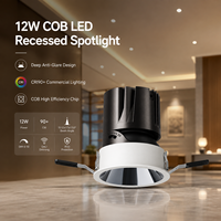 Moderna Lámpara LED COB Empotrable Ajustable de 12W, Foco Empotrado UGR<19, Iluminación Comercial para Proyectos de Hoteles y Comercios LP-AJ8292-NR-22
