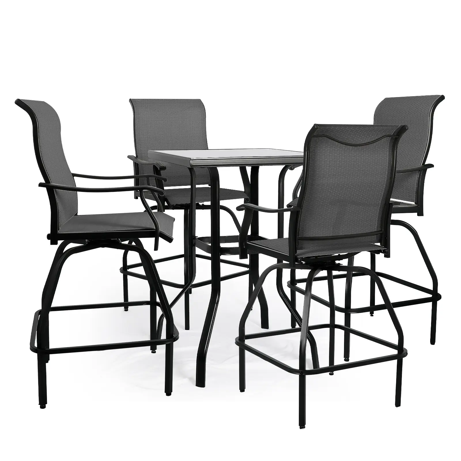 Juego de taburetes de Bar giratorios para muebles de exterior y patio de 5 piezas, silla de comedor Bistro con mesa
