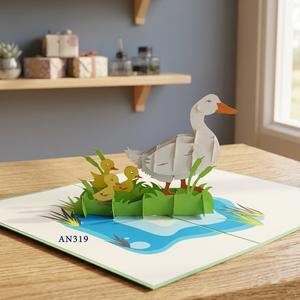 Meilleure Vente : Carte Pop-up 3D Famille de Canards, Conception Personnalisée, Artisanat en Papier Fait Main, Cadeaux Anime, Décoration Maison, Fête des Mères, Thanksgiving - Product Image 1