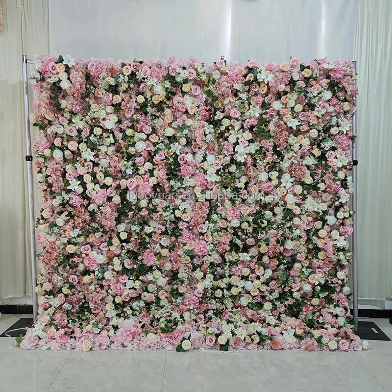 E07544 Benutzer definierte Hochzeits simulation Kunststoff Orchidee Seide Rose Blume Wand Hintergrund Panel Künstliche Blumen wand für Home Party Dekor