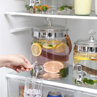 Pichet distributeur de boissons portable en PET sans BPA avec robinet, transparent, pour eau froide, thé aux fruits, style occidental, pour service en libre-service