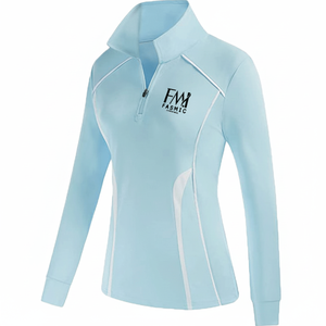 <b>Women's</b> Zip-up Neck Golf <b>for</b> <b>Polo</b> T-<b>Shirts</b> 100% Cotton <b>Long</b> <b>Sleeves</b> Private Label Plus Size Jersey Fabric - Product Image 1