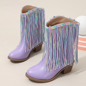 Botas Vaqueras de Nuevo Diseño, Botas Vaqueras con Lentejuelas Brillantes para Niñas, Botas Infantiles Brillantes - Product Image 3