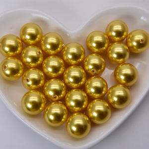 <span class=keywords><strong>Southsea</strong></span> Gold Round Loose Half-Hole Glass Pearl Beads Crystal Lampwork para la fabricación de joyas Bijoux - Product Image 3