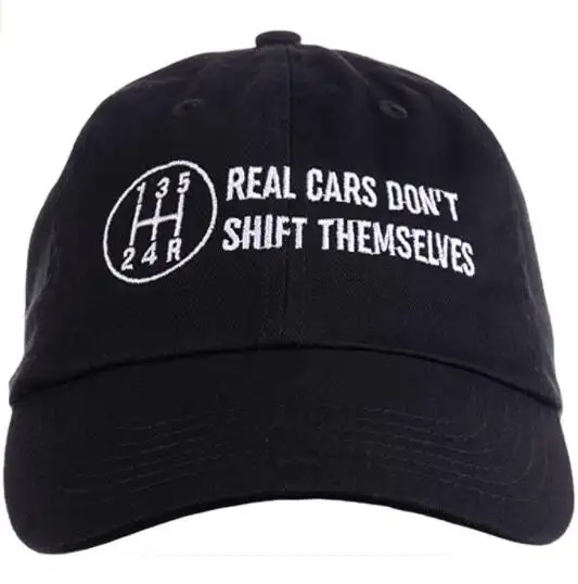 असली कारों नहीं शिफ्ट खुद मजेदार ऑटो रेसिंग मैकेनिक मैनुअल बेसबॉल टोपी पिताजी टोपी काले