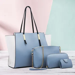 2023 Trend Custom Logo Large Women Luxury Color Four Pieces Set leather Purse And Wallet Set Handbags