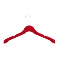 Cintre en plastique rouge avec revêtement en velours antidérapant pour les épaules