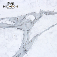 Dalle de quartz blanc Statuario poli sans silice, 20 mm, format Jumbo, pierre technique pour plateaux de table de salle à manger de palais