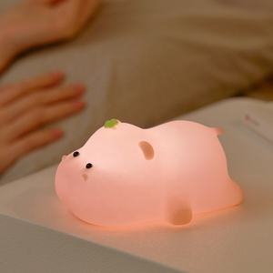 <span class=keywords><strong>Veilleuse</strong></span> en silicone rechargeable <span class=keywords><strong>Hippo</strong></span> mignon pour enfants LED personnalisée au toucher doux avec alimentation enfichable - Product Image 6