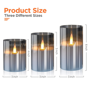 Kanlong 3 pz Set batteria di vetro grigio ambra di natale tremolante funzione senza fiamma decorazione per la casa Led candele di cera barattolo di vetro - Product Image 2