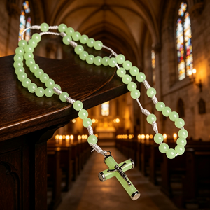 Chapelet catholique en résine de haute qualité, rond, avec perles d'Assise, motif croix, 20 chevaliers templiers, vente en gros, en vrac, pour la vente en gros de articles religieux. - Product Image 1