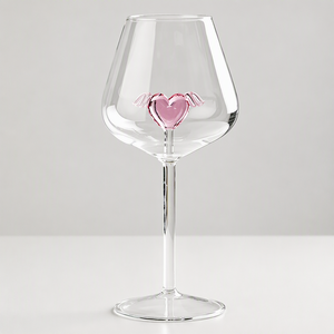 Verre à vin en verre borosilicate à motif cœur, avec pied, pour vin rouge, idéal pour les fêtes et la maison - Product Image 1