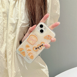 เคสโทรศัพท์ลายขนมปังปิ้งและครัวซองต์สไตล์เกาหลีแบบสองชั้นสำหรับ iPhone 17 Pro Max 16 15 14 13 - Product Image 3