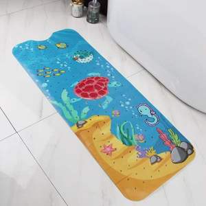 Alfombra de Baño Extra Larga de 100x40 cm con Diseño de Dibujos Animados, Ventosas de PVC, Orificios de Drenaje, Antideslizante, para Ducha, Bañera, Baño, Estilo Minimalista - Product Image 3