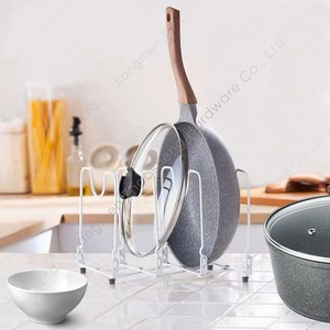 <b>Pot</b> <b>Lid</b> Rack Multi Layer Cookware Storage Stand With Stand Kitchen Organization Square Metal <b>Lids</b> Draining Rack - Product Image 2