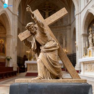 Estatua de Jesús con Cruz de Mármol de Tamaño Real, Escultura Cristiana Católica Famosa para Jardín y Parque, Uso en Exteriores - Product Image 3