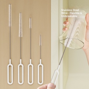 New Straw <b>Brush</b> Set Stainless Steel Long <b>Bottle</b> Fine <b>Brush</b> Multifunctional Nipple Nylon <b>Brush</b> Spout Cleaning <b>Brush</b> - Product Image 3