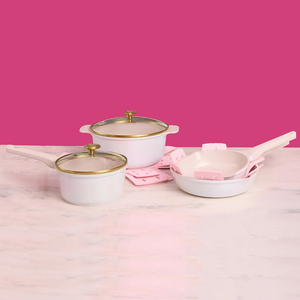 Ensemble de casseroles en céramique blanche de haute qualité, 8 pièces, antiadhésif, avec couvercles en verre, pour cuisinières à gaz et à induction - Product Image 3