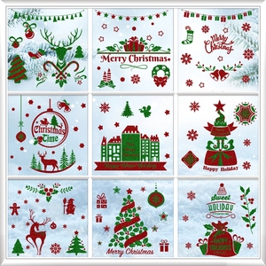 Set de Adhesivos Estáticos para Ventanas con Diseño de Castillo de Nieve Navideño, con Purpurina Dorada y Copos de Nieve, para Decoración Navideña del Hogar, Magia Invernal - Product Image 3