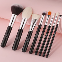 Ensemble de maquillage professionnel de 8 pinceaux en poils synthétiques PU noirs de haute qualité, poudre, eye-liner, fard à paupières, fond de teint, taille de voyage luxueuse, petit format