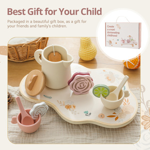Jeu de thé de l'après-midi pour enfants, modèle de cuisine de simulation à domicile avec théière, pour l'éveil et le développement <span class=keywords><strong>des</strong></span> intérêts, idéal pour l'éducation précoce transfrontalière - Product Image 4