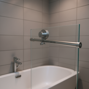 Puerta Corredera de Ducha sin Marco, Vidrio de 8 mm, Acero Inoxidable 304, Negro Mate, Poleas Ajustables de Cierre Suave - Product Image 2