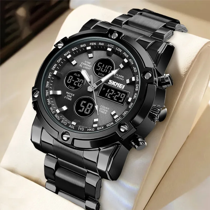 New Skmei 1389 men sport relojes hombre waterproof jam tangan gold analog digital wrist watches
