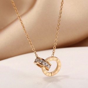 Collier Cœur en Zircon Nouvelle Collection, Bijou de Luxe Plaqué Or Rose en Acier Inoxydable, Pendentif Zircon, Idéal Cadeau, Vente en Gros - Product Image 6